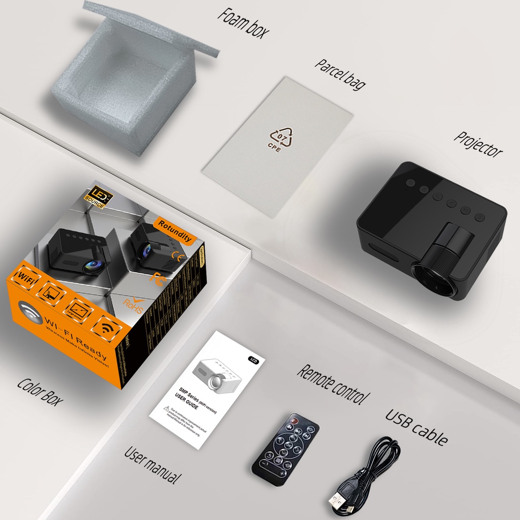 Máy Chiếu mini yt100 Kết Nối wifi Thông Minh Đa Màn Hình Cho iphone android