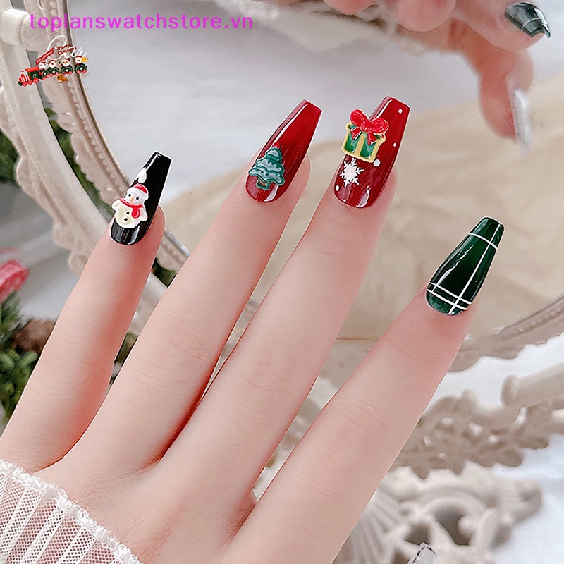 Set 20 Phụ Kiện Trang Trí Móng Tay Nghệ Thuật 3d Hình Cây Thông Giáng Sinh diy vn