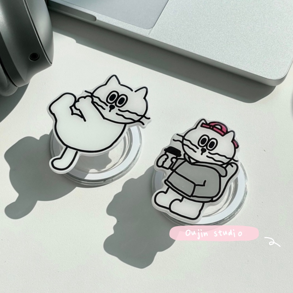 Miếng Dán Đỡ Điện Thoại Từ Tính Không Dây Hình Mèo Dễ Thương Có Thể Thu Vào