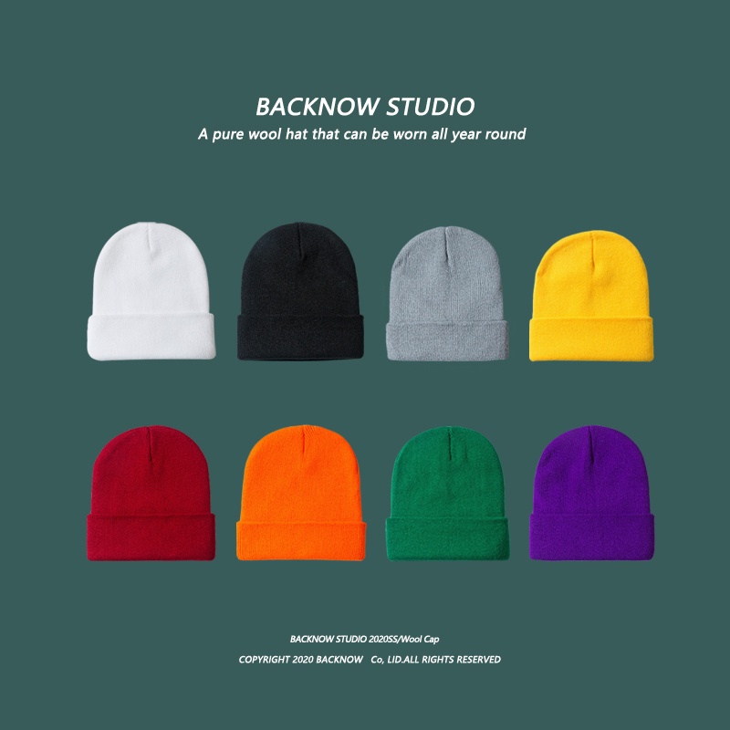 Mũ Len Tròng Đầu Màu Trơn Thời Trang Thu Đông Cho Nam Và Nữ