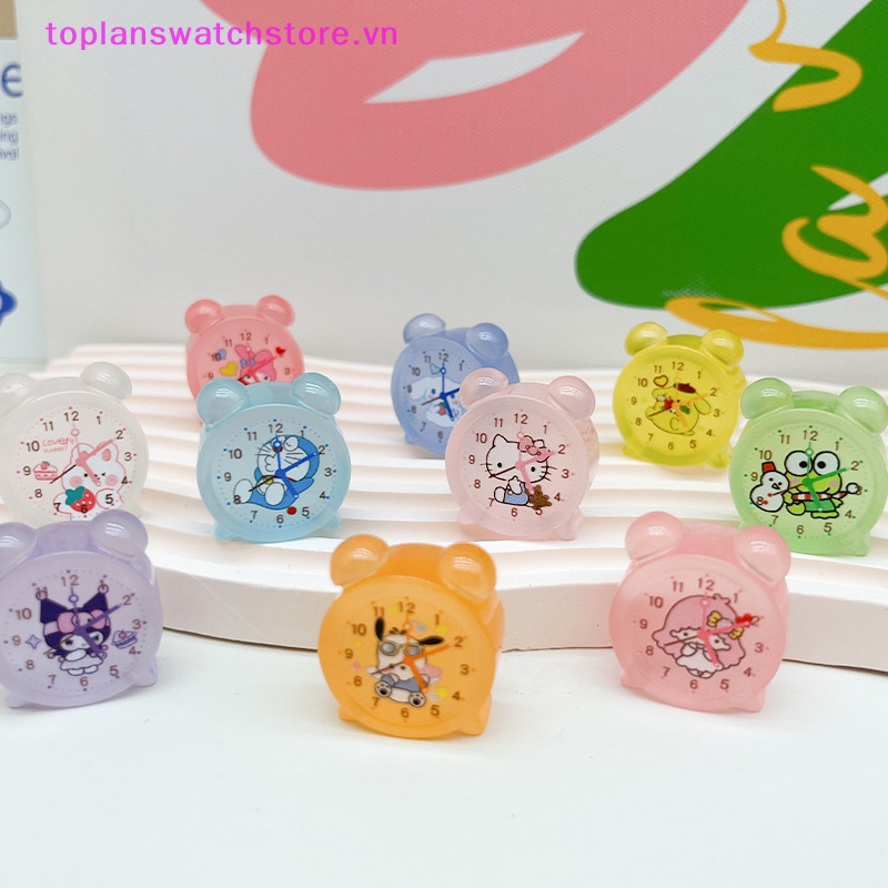 Set 2 Đồng Hồ Báo Thức mini Họa Tiết Hoạt Hình Dạ Quang Trang Trí Xe Hơi