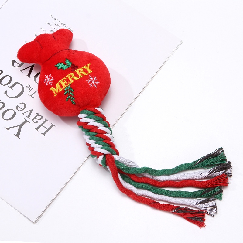 Đồ Chơi Nhồi Bông cotton Thắt Nút Làm Sạch Răng Và Thắt Nút Chủ Đề Giáng Sinh Cho Chó Cưng