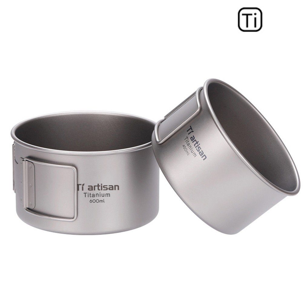 Motorland Bát Ăn Tối Bằng Titan Có Tay Cầm Có Thể Gấp Lại Dùng Khi Đi Cắm Trại Ngoài Trời