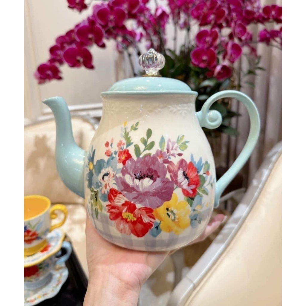 Bộ Pha Trà The Pioneer Woman, 1 Ấm Và Set Cốc, Hàng Chính Hãng, Phaletiep