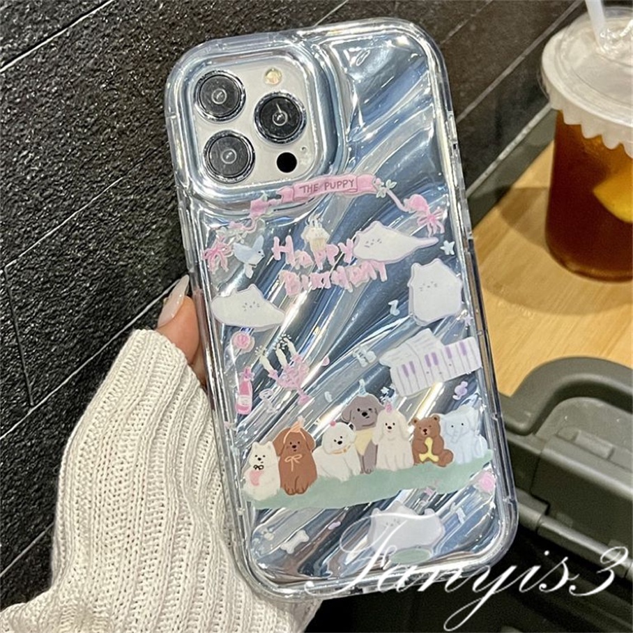 Ốp Điện Thoại Mềm Họa Tiết Cún Có Ngăn Đựng Thẻ Cho iphone 15 14 13 12 11 pro max x xr xs max 8 7 6s plus se 2020