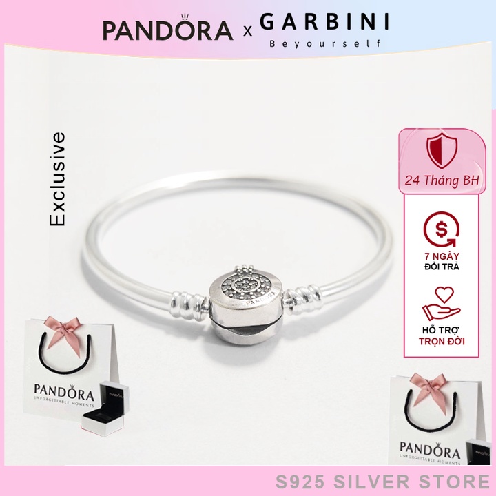 Vòng tay pandora charm Pandora Moments khóa vương niệm định đá lắc tay cao cấp S925 fullbox - Garbini