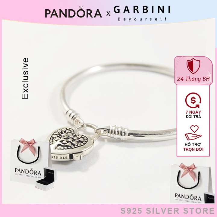 Vòng tay pandora charm Pandora Moments Tree Heart lắc tay cao cấp S925 fullbox - Garbini
