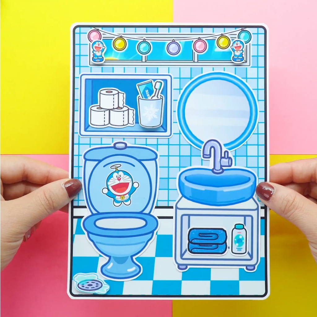 Toca DoreMon Quite Book, đồ chơi bóc tách đồ chơi trí tuệ H25 Zin Càu Vòng