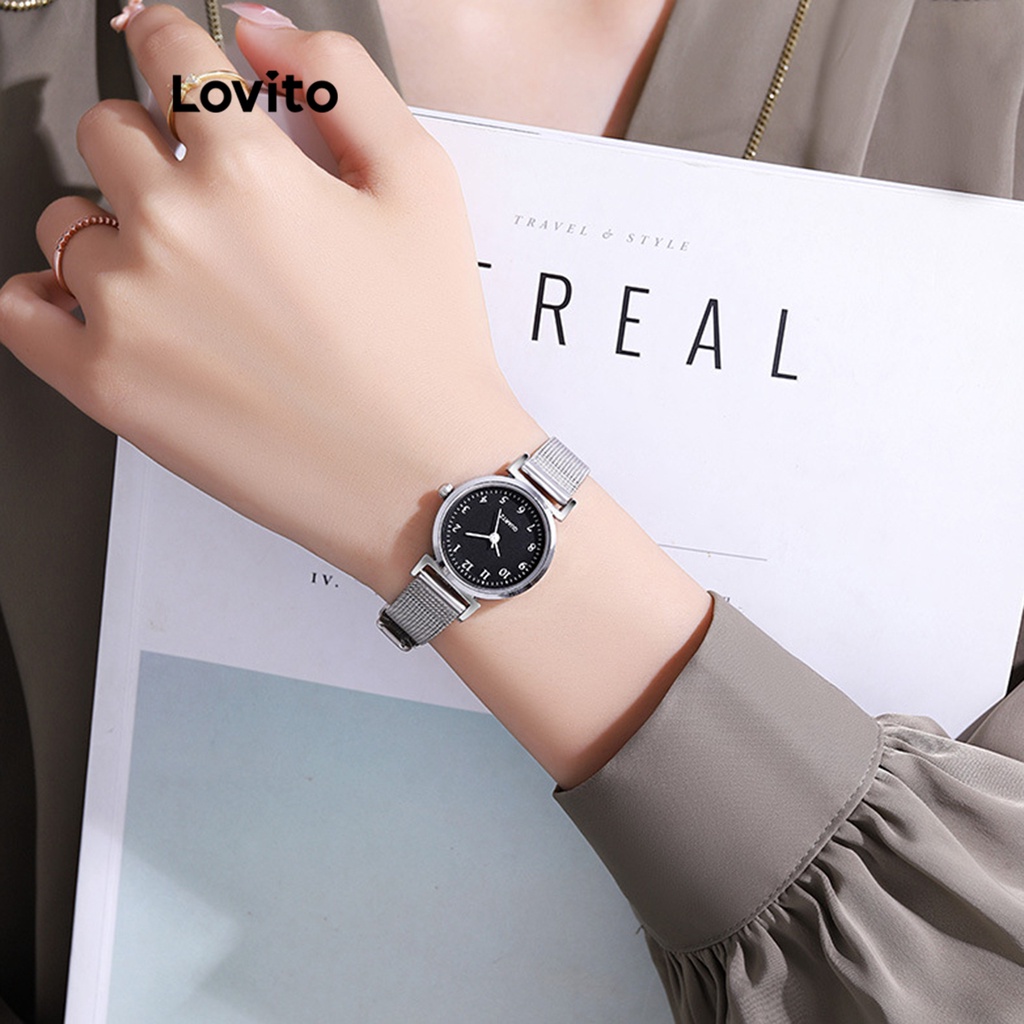 Đồng hồ quartz Lovito cơ bản màu trơn thường ngày cho nữ L69AD053