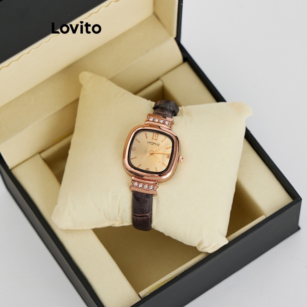 Đồng hồ quartz Lovito cơ bản màu trơn thường ngày cho nữ L69AD049 (Màu nâu)