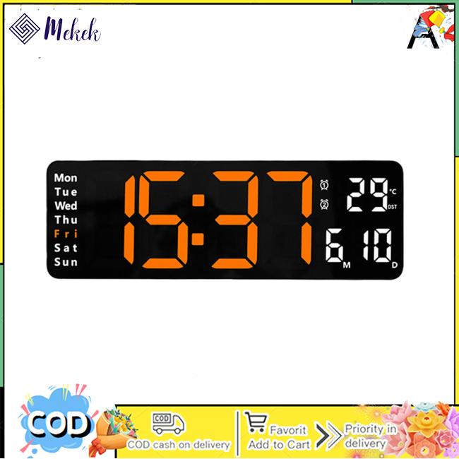 Đồng Hồ Treo Tường Kỹ Thuật Số Cỡ Lớn 13 inch Đa Năng Có Đèn led Hiển Thị Nhiệt Độ