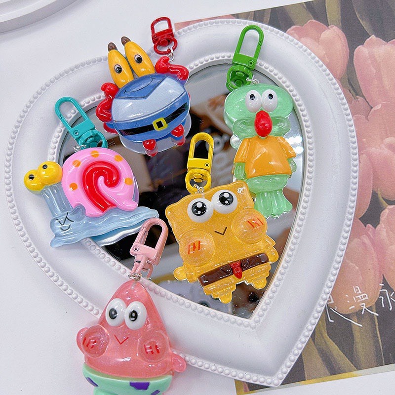 Móc Khóa Nhựa resin Hình SpongeBob SquarePants Patrick Dễ Thương Làm Quà Tặng Cho Bạn Gái / Balo