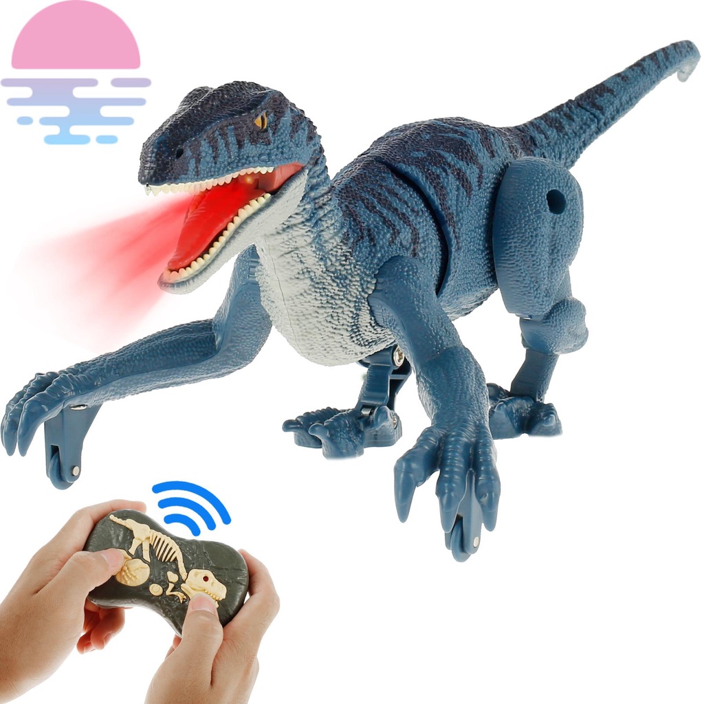 Điều Khiển Từ Xa Đồ Chơi Khủng Long 2.4Ghz RC Thực Tế Velociraptor Đồ Chơi USB Sạc Đi Bộ Khủng Long Đồ Chơi Cho Bé Trai 3 Đến 8 Tuổi Bé Gái SHOPSKC0691