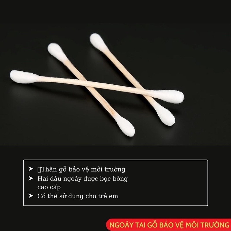 Tăm Bông Ngoái Tai Bằng Gỗ An Toàn Thân Thiện Môi Trường