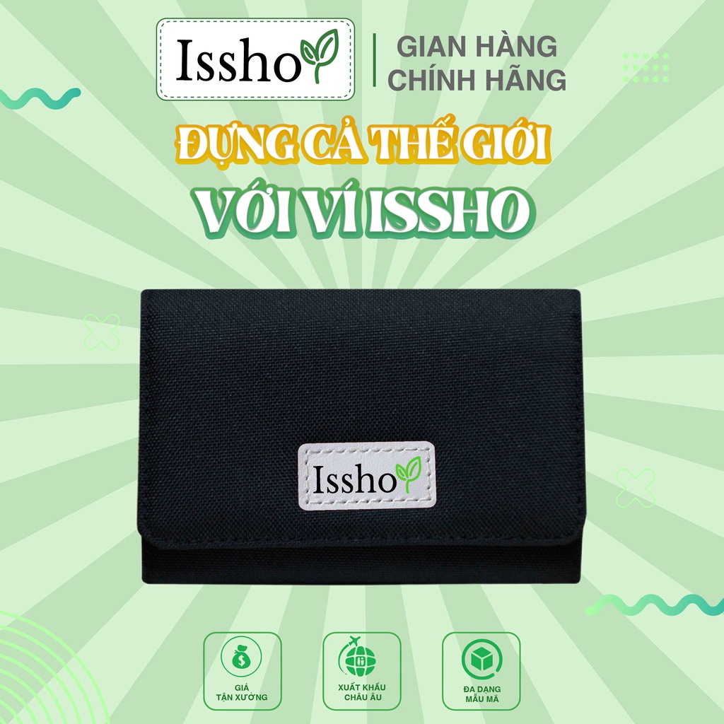 Ví Vải Canvas Nắp gài ISSHO Nam Nữ Gọn Nhẹ, Nhiều màu, Chất liệu chống thấm nước, A02