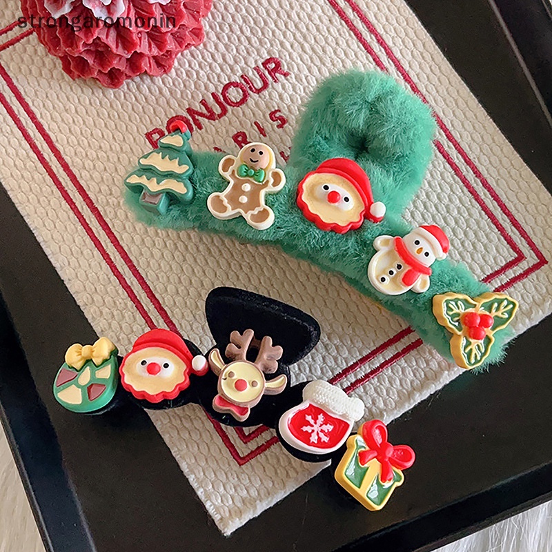Kẹp Tóc Hình Ông Già Noel / Tuần Lộc / Cá Mập Phủ Lông Dễ Thương Dùng Làm Quà Tặng Giáng Sinh
