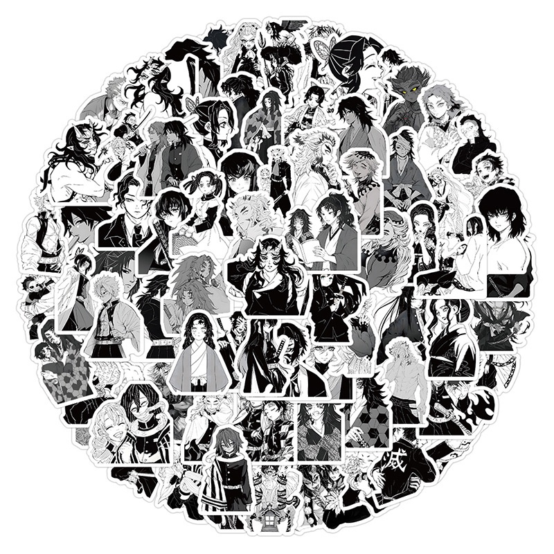 100 Miếng Dán anime jujutsu kaisen onepiec demon slayer Trang Trí Mũ Bảo Hiểm