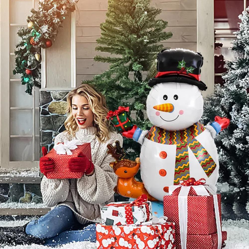 Muvako Bong Bóng Lá Nhôm Hình Ông Già Noel Hoạt Hình Lớn Trang Trí Tiệc Giáng Sinh / Đồ Chơi Trẻ Em Đứng Không Khí Trong Nhà / Tiệc Tùng