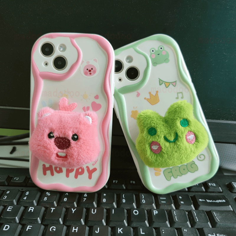 Ốp lưng Xiaomi Mi 14 13T 13 12 12X 12S 11 Lite POCO M3 X3 NFC Pro Redmi Note 10 10S 9 9S 8 8A 7 Cute Wavy Cream Edge Loppy Frog beaver 3D Plush Cartoon Support Full Fine Hole Airbag Anti-fall Soft Phone Case NY 74