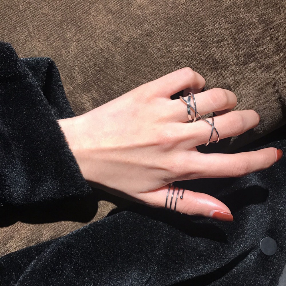 Bộ 6 Nhẫn Hình Học Đơn Giản Sang Trọng Cho Nữ