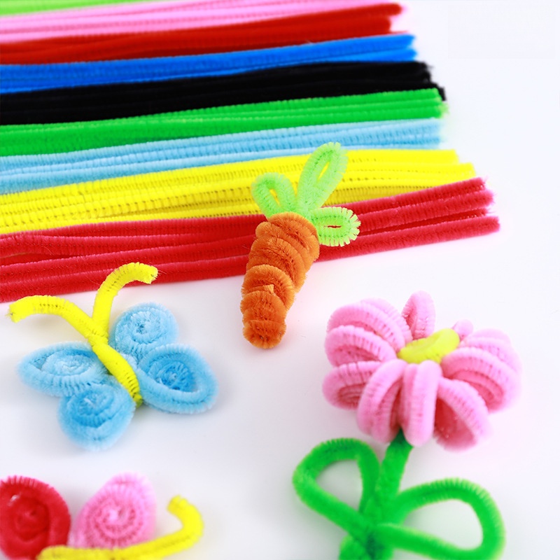 Set 300 Miếng Vải Sợi chenille 6mm * 30cm Làm Đồ Thủ Công Đa Dụng