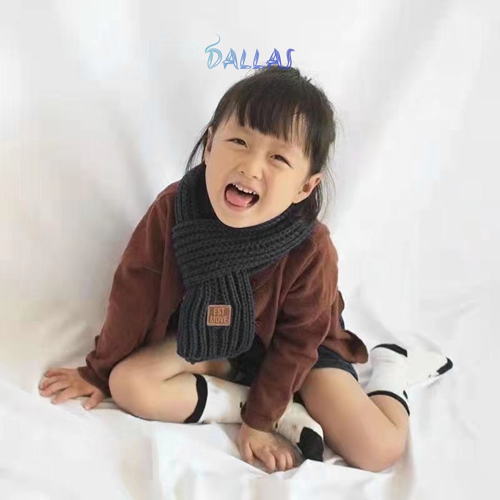 Khăn Choàng Cổ Dệt Kim Dày Dặn Mềm Mại Co Giãn Giữ Ấm Chống Lạnh Màu Trơn Chống Co Giãn Giữ Ấm Mùa Đông Cho Bé