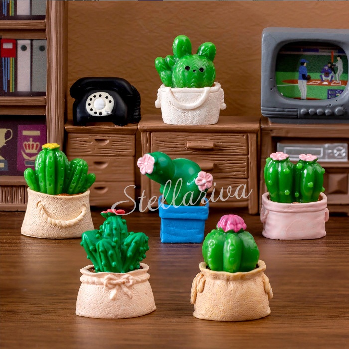 Mô hình túi xương rồng dễ thương decor bàn học, terrarium