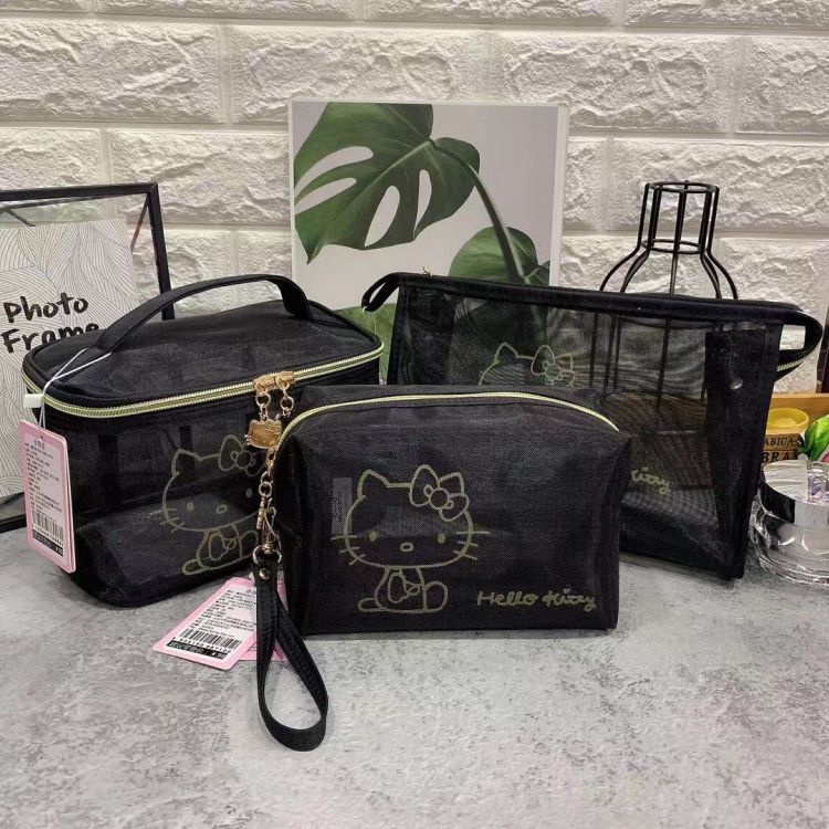 Túi Lưới Trong Suốt Đựng Mỹ Phẩm Họa Tiết Hello Kitty Dễ Thương