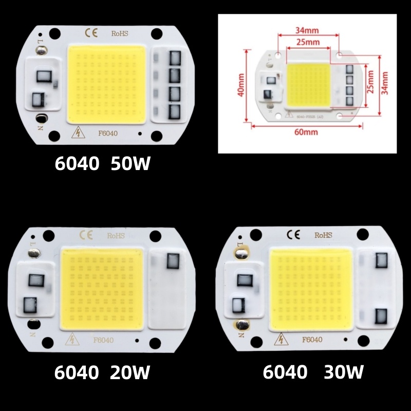 Đèn Led COB Hạt 20W 30W 50W AC 220V 240V IP65 IC Thông Minh Không Cần Trình Điều Khiển DIY Đèn Pha Bóng Đèn Led Đèn Chip Ngoài Trời