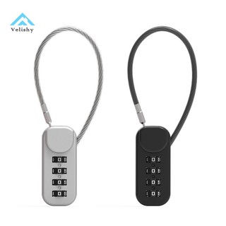Velishy Ổ Khóa Mật Mã 4 Số Kèm Dây Lò Xo Cho Vali Túi Kéo