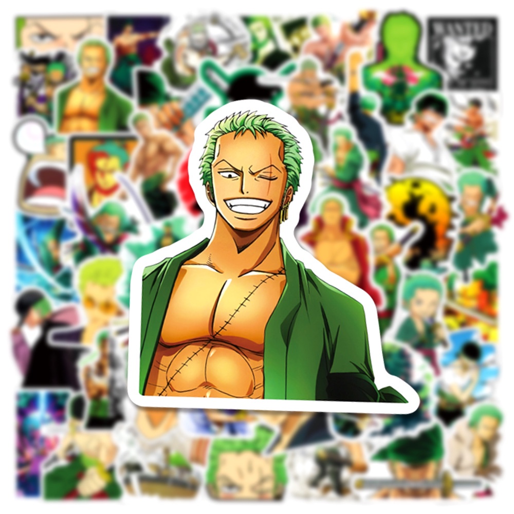 J· Hình Dán Chống Nước Roronoa Zoro Nhật Bản Anime Mũ Bảo Hiểm Máy Tính Xách Tay Hành Lý Dán Thiết Lập, 50 tờ