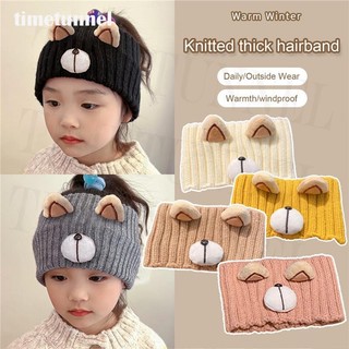 Băng đô đan len họa tiết gấu hoạt hình phong cách hàn quốc dễ thương cho bé gái