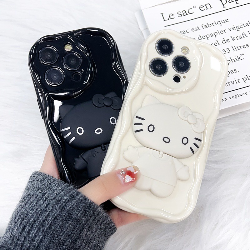 Iphone Ốp Điện Thoại Hình Mèo Xinh Xắn Có Giá Đỡ Cho 7 7 plus 8 8 plus xs xr 11 12 13 14 15 pro plus promax