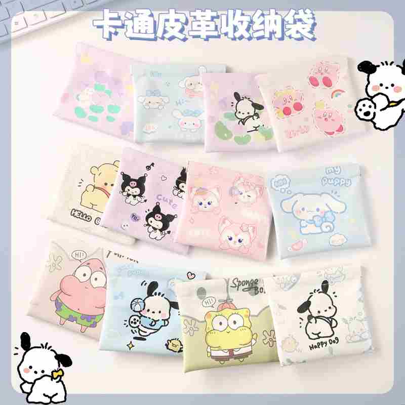 Túi Đựng Dây Cáp Sạc / Tai Nghe / Chuột Máy Tính Tự Động Đóng Kín Hình Hoạt Hình Dễ Thương Nhỏ Gọn Có Nam Châm Hút