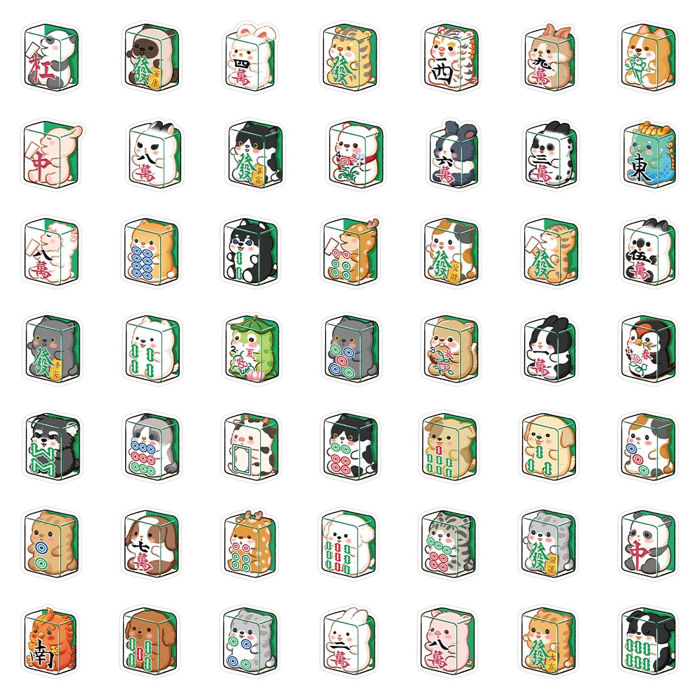 Bộ 60 Miếng Dán Trang Trí Mũ Bảo Hiểm / Bút Chì Họa Tiết Hoạt Hình Động Vật graffiti q Độc Đáo