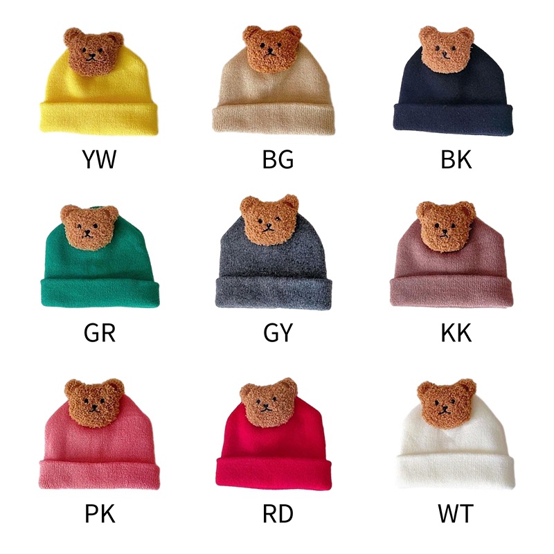 Mũ Dệt Kim Mềm Mại In Họa Tiết Gấu Hoạt Hình Đáng Yêu Giữ Ấm Mùa Đông Cho Bé Trai Và Gái