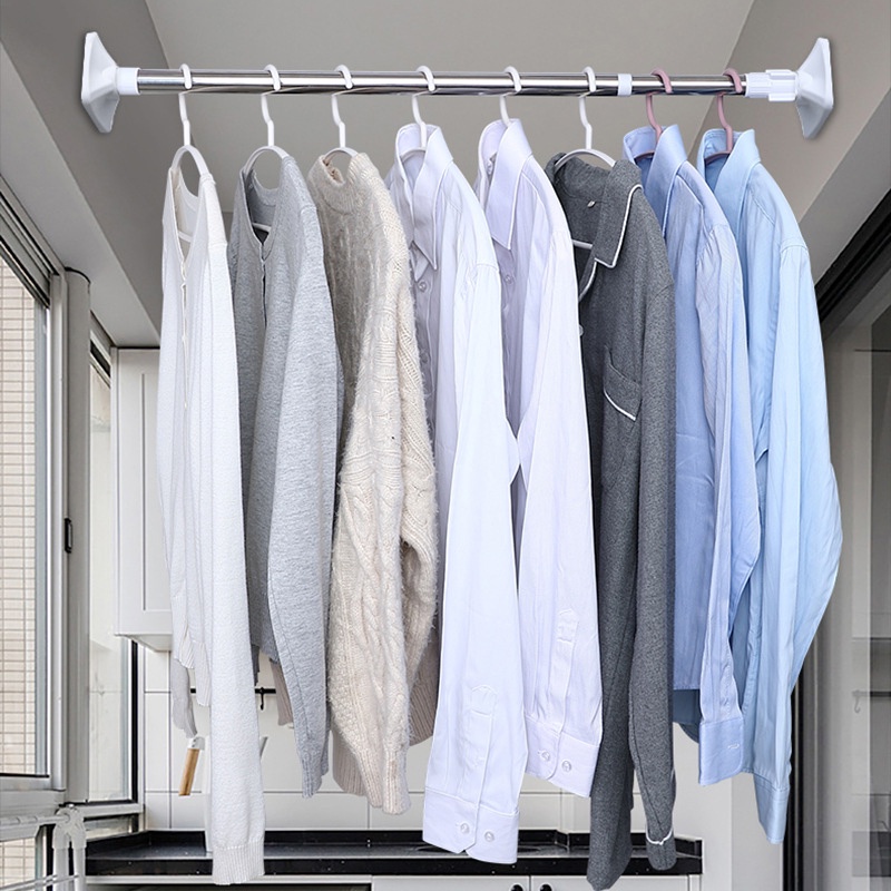 Thanh Treo Đa Năng Inox Tiện Lợi Thanh Treo Rèm Không Cần Khoan Tường Cây Treo Quần Áo Thông Minh