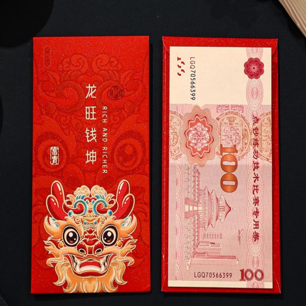 Phong Bao Lì Xì Năm Mới Hình Chữ Nhật Màu Đỏ Hoàng Đạo Phong Cách Trung Hoa Sáng Tạo