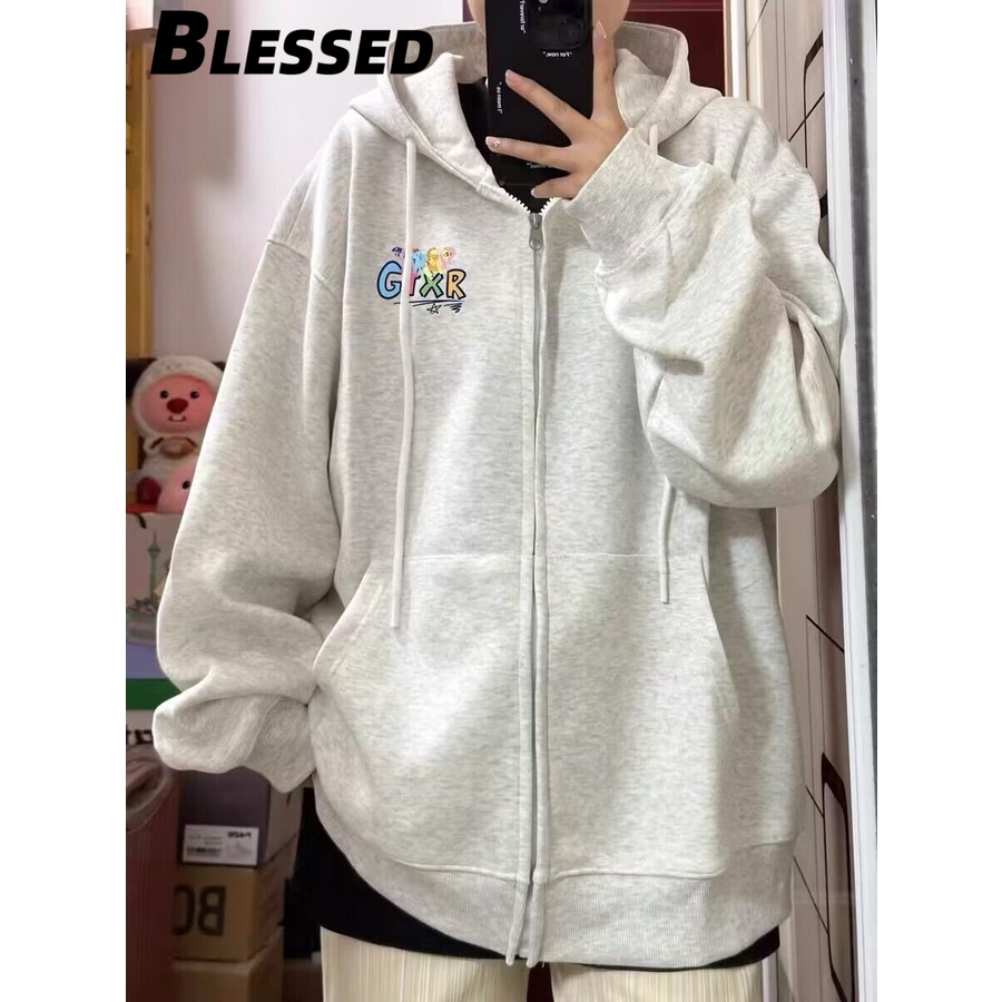 Blessed Áo Khoác hoodie áo khoác nữ zip hoodie casual chic Popular INS WWY23C06SP 49Z231207