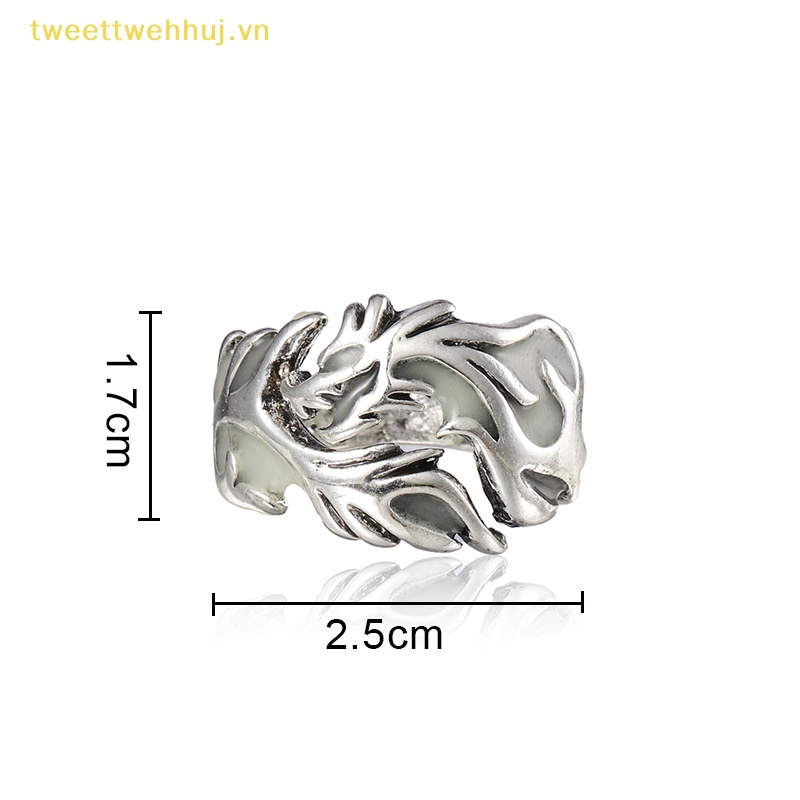 Tweehuj Nhẫn Dạ Quang Dạng Mở Hình Rồng Bay Có Thể Điều Chỉnh Trang Sức halloween Thời Trang Cho Nam vn