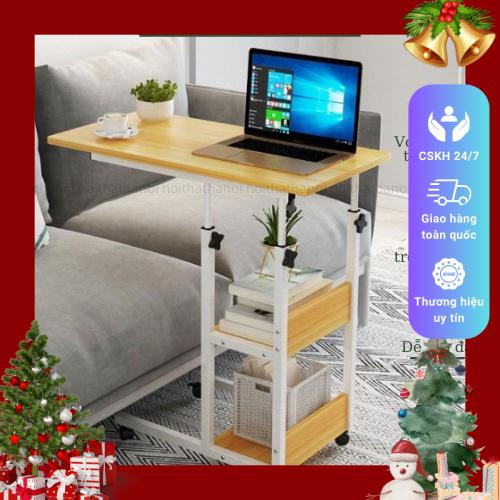 Bàn để cạnh giường học tập và làm việc có thể điều chỉnh chiều cao và có bánh xe