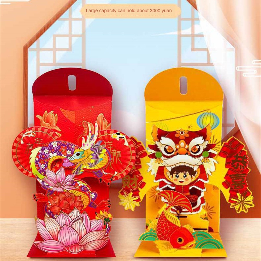 Bao Lì Xì Năm Mới 2024 Hình Rồng 3d Màu Đỏ Cá Tính Làm Quà Tặng Đám Cưới