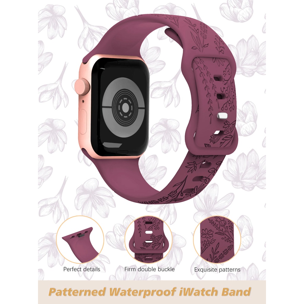 Dây Đeo Họa Tiết Hoa Oải Hương Cho Đồng Hồ Thông Minh iwatch 38 / 40 / 41mm 42 / 44 / 45 / 49mm