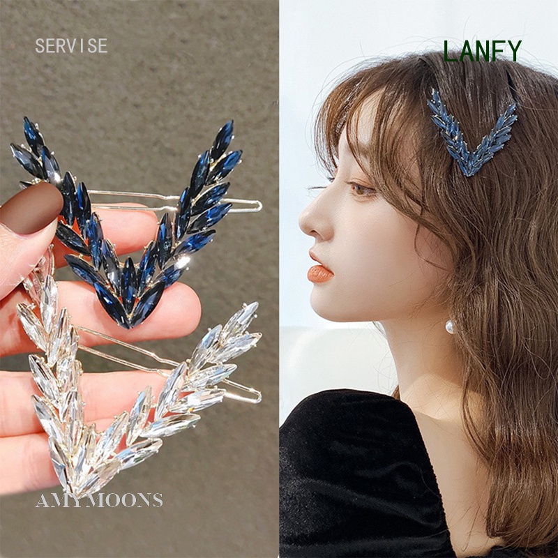 Kẹp Tóc Đính Pha Lê Lấp Lánh Hình Chữ v Sang Trọng Cho Nữ