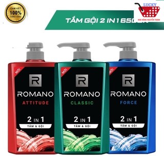 Tắm gội 2 in 1 Romano 650g Hương nước hoa đủ mùi Classic - Force - Attitude - Gentleman