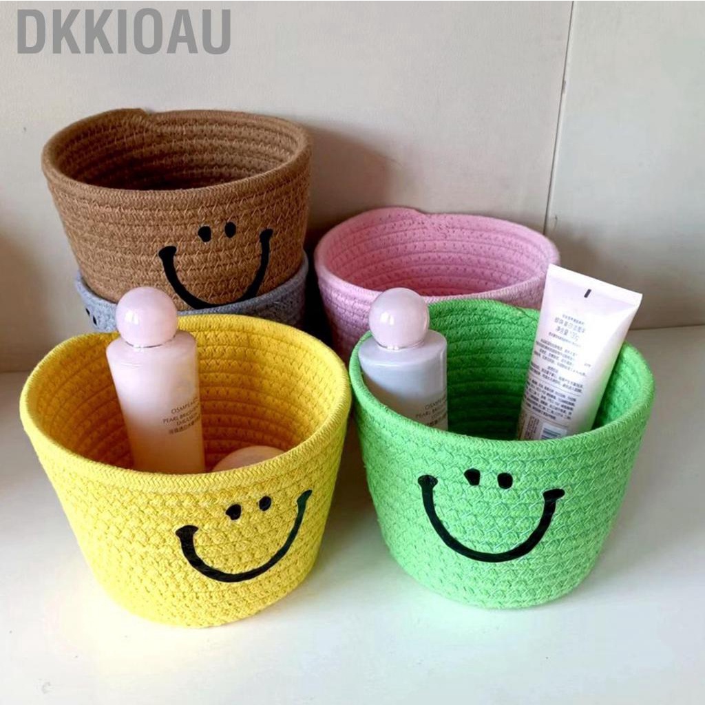 Dkkioau Cute Cotton Rope Basket Wall Mounted Soft Foldable Hand Woven Small Storage for Home Use