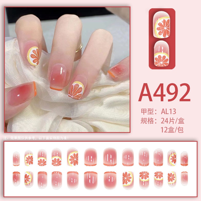 Bộ Móng Tay Giả Trong Suốt Hình Quả Chanh Mùa Hè Có Thể Tháo Rời yyam