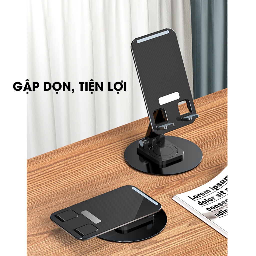 PVN62093 Giá Đỡ Để Điện Thoại Máy Tính Bảng Bằng Kim Loại Chân Xoay 360 Độ