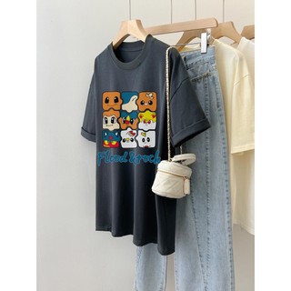 Áo Thun 100% cotton Tay Ngắn Dáng Rộng In Họa Tiết Hoạt Hình Phong Cách Hàn Quốc Cho Nam Và Nữ size s-3xl