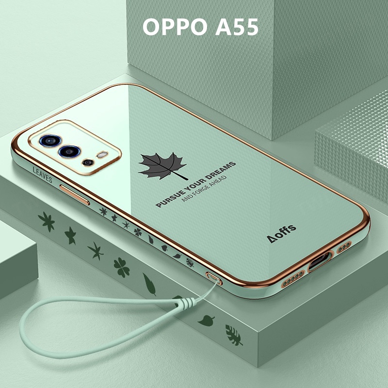 Ốp Lưng OPPO A55 Mạ điện Lá phong Mềm Ốp Điện Thoại OPPO A55